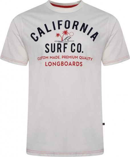 Kam Jeans 5766 California Surf Co T-Shirt Vintage White - Marškinėliai - Marškinėliai - 2XL-14XL