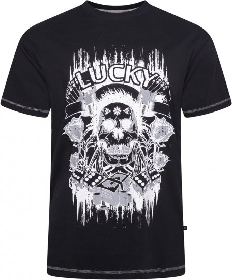 Kam Jeans 5770 Lucky Skull T-Shirt Black - Marškinėliai - Marškinėliai - 2XL-14XL