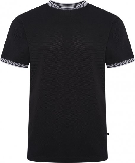 Kam Jeans 5779 Textured Body With Contrast Neck And Cuffs T-Shirt Black - Marškinėliai - Marškinėliai - 2XL-14XL