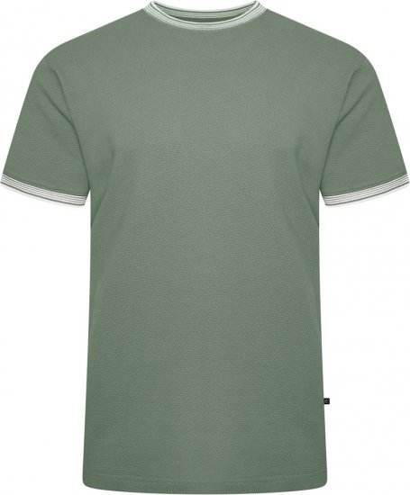 Kam Jeans 5779 Textured Body With Contrast Neck And Cuffs T-Shirt Elm Green - Marškinėliai - Marškinėliai - 2XL-14XL