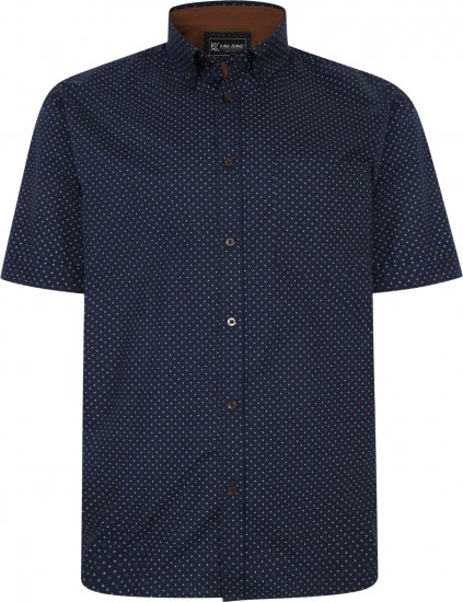 Kam Jeans P019 Premium Floral Short Sleeve Shirt Navy - Marškiniai - Marškiniai - 2XL-8XL