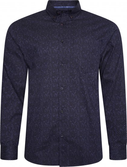 Kam Jeans P021 Premium Two Tone Digital Print Long Sleeve Shirt Indigo - Marškiniai - Marškiniai - 2XL-8XL