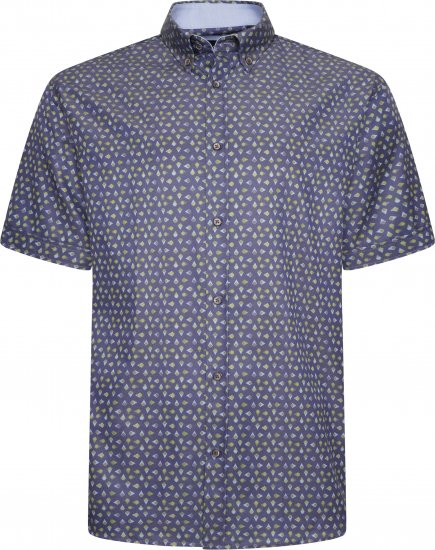Kam Jeans P033 Premium Floral Print Short Sleeve Shirt Navy - Marškiniai - Marškiniai - 2XL-8XL