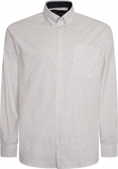 Kam Jeans P037 Dobby Print Stretch Long Sleeve Shirt White - Marškiniai - Marškiniai - 2XL-8XL