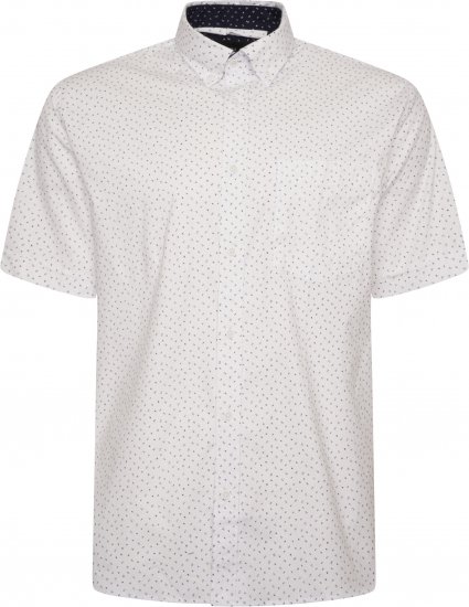 Kam Jeans P037 Dobby Print Stretch Short Sleeve Shirt White - Marškiniai - Marškiniai - 2XL-8XL
