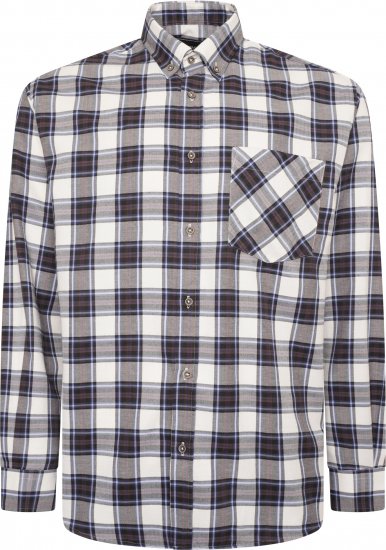 Kam Jeans P039 Premium Cotton Check Long Sleeve Shirt Navy - Marškiniai - Marškiniai - 2XL-8XL