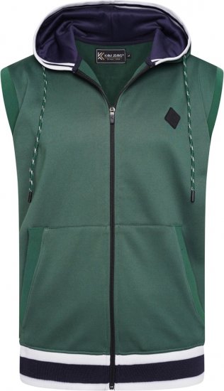 Kam Jeans TS005 Retro Tracky Set (Shorts/Sleeveless Hoodie) Racing Green - Treningai - "Didelių dydžių sportiniai kostiumai vyrams "