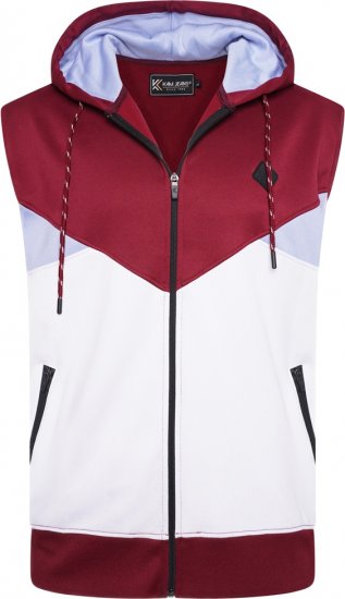 Kam Jeans TS006 Retro Pannelled Tracky Set (Shorts/Sleeveless Hoodie) Red - Treningai - "Didelių dydžių sportiniai kostiumai vyrams "