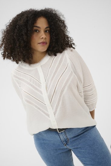 Kaffe Curve Liwa Shirt Chalk - Laisvi marškinėliai - 