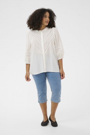 Kaffe Curve Liwa Shirt Chalk - Laisvi marškinėliai - 