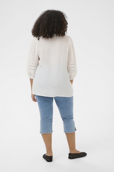 Kaffe Curve Liwa Shirt Chalk - Laisvi marškinėliai - 