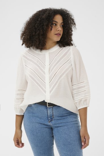 Kaffe Curve Liwa Shirt Chalk - Laisvi marškinėliai - 