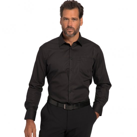 JP1880 Shirt Business Modern Fit Long Sleeve Non-Iron Black TALL - VYRIŠKI DRABUŽIAI MT-6XLT - Drabužiai aukštiems vyrams