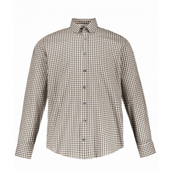 JP1880 Long Sleeve Check Print Traditional Shirt Brown - Marškiniai - Marškiniai - 2XL-8XL