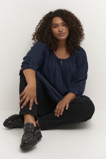 Kaffe Curve Ami 3/4 rankovės Tunika Vidurnakčio jūrinė mėlyna - Marškinėliai - 