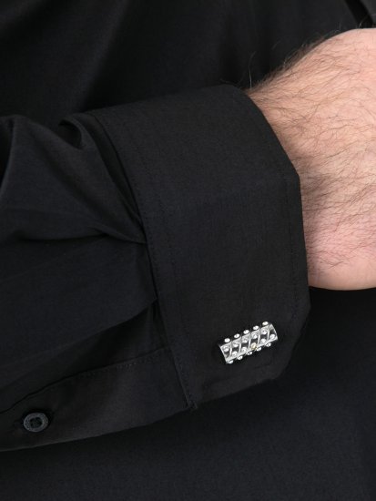 D555 Oliver Dėmėms Atsparūs Nelyginami Tamprūs Marškiniai Ilgomis Rankovėmis Juodi - Marškiniai - Marškiniai - 2XL-8XL