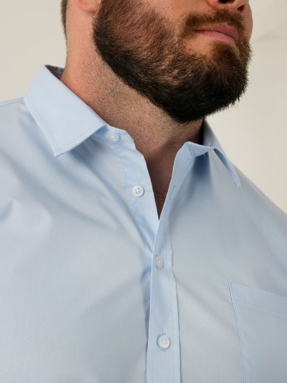 D555 Oliver Dėmėms Atsparūs Nelyginami Tamprūs Marškiniai Ilgomis Rankovėmis Dangaus Mėlyni - Marškiniai - Marškiniai - 2XL-8XL