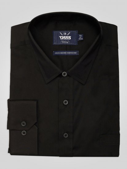 D555 Oliver Dėmėms Atsparūs Nelyginami Tamprūs Marškiniai Ilgomis Rankovėmis Juodi - Marškiniai - Marškiniai - 2XL-8XL