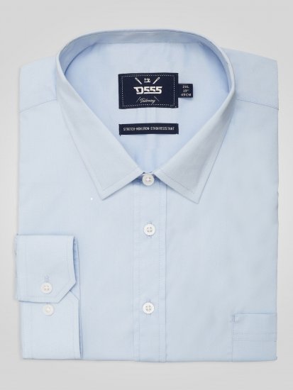 D555 Oliver Dėmėms Atsparūs Nelyginami Tamprūs Marškiniai Ilgomis Rankovėmis Dangaus Mėlyni - Marškiniai - Marškiniai - 2XL-8XL