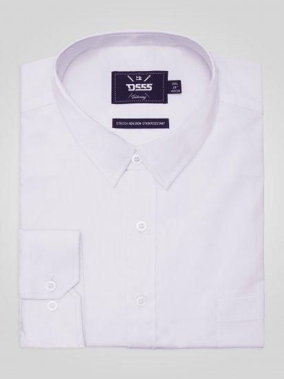 D555 Oliver Dėmėms Atsparūs Nelyginami Tamprūs Marškiniai Ilgomis Rankovėmis Balti - Marškiniai - Marškiniai - 2XL-8XL