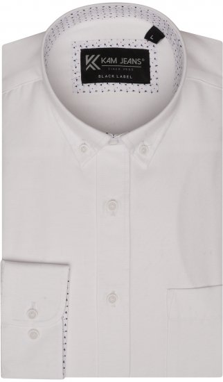 Kam Jeans P020 Premium Long sleeve Oxford Shirt White - Marškiniai - Marškiniai - 2XL-8XL