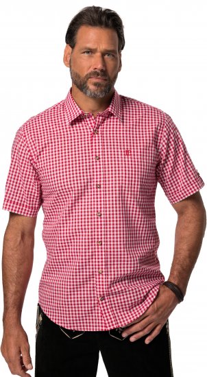 JP1880 Shirt Traditional Checked Short Sleeve Red - Marškiniai - Marškiniai - 2XL-8XL