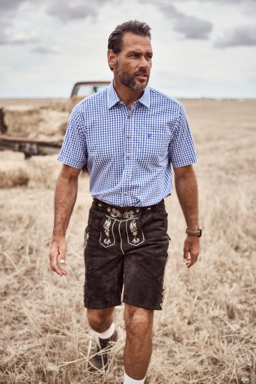 JP1880 Short Sleeve Check Print Traditional Shirt Blue - Marškiniai - Marškiniai - 2XL-8XL