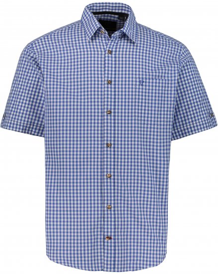 JP1880 Short Sleeve Check Print Traditional Shirt Blue - Marškiniai - Marškiniai - 2XL-8XL