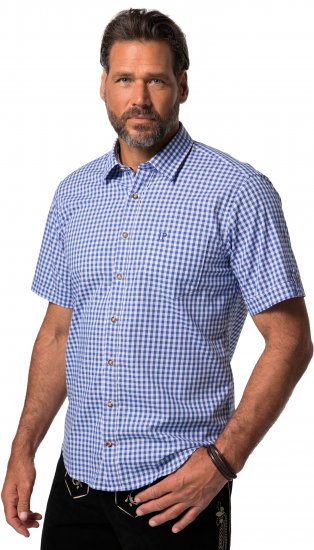 JP1880 Short Sleeve Check Print Traditional Shirt Blue - Marškiniai - Marškiniai - 2XL-8XL