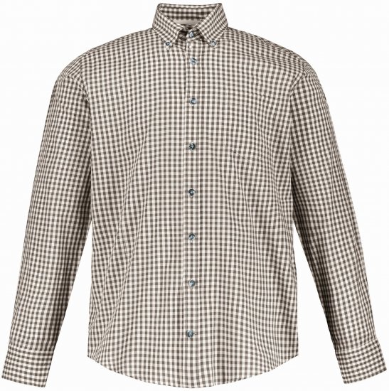 JP1880 Long Sleeve Check Print Traditional Shirt Brown - Marškiniai - Marškiniai - 2XL-8XL