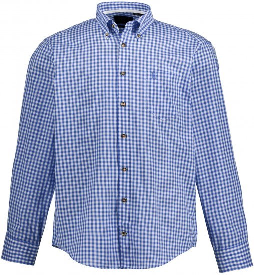 JP1880 Shirt Traditional Checked Long Sleeve Blue - Marškiniai - Marškiniai - 2XL-8XL