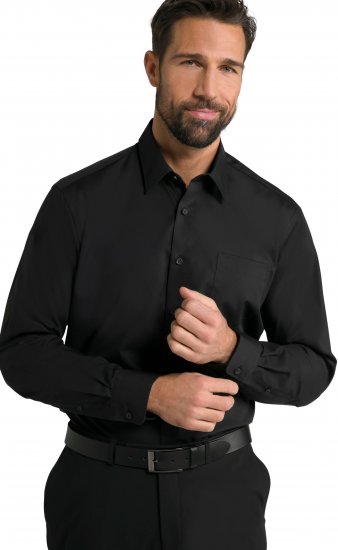 JP1880 Shirt Business Kent Collar Long Sleeve Black TALL - VYRIŠKI DRABUŽIAI MT-6XLT - Drabužiai aukštiems vyrams