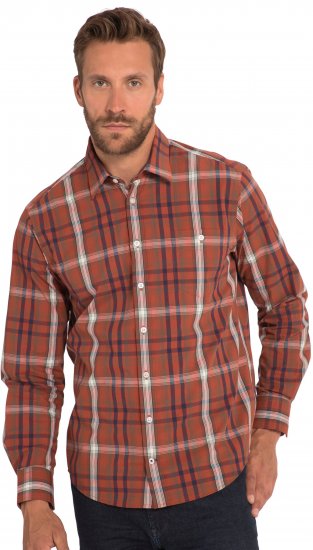 JP1880 Shirt Long Sleeve Checked Dark Orange TALL - VYRIŠKI DRABUŽIAI MT-6XLT - Drabužiai aukštiems vyrams