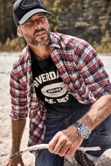 JP1880 Shirt Flannel Checked Long Sleeve Red TALL - VYRIŠKI DRABUŽIAI MT-6XLT - Drabužiai aukštiems vyrams