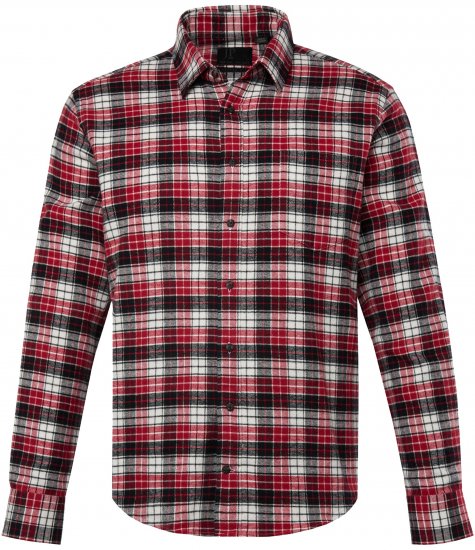 JP1880 Shirt Flannel Checked Long Sleeve Red TALL - VYRIŠKI DRABUŽIAI MT-6XLT - Drabužiai aukštiems vyrams