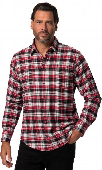 JP1880 Shirt Flannel Checked Long Sleeve Red TALL - VYRIŠKI DRABUŽIAI MT-6XLT - Drabužiai aukštiems vyrams