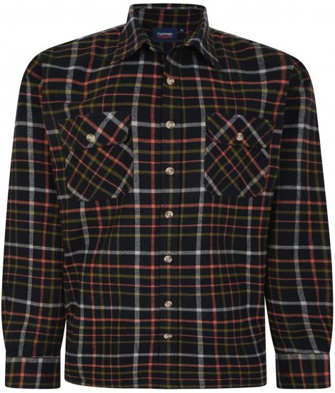 Espionage SH401 Checked Cotton Overshirt Black/Red - Marškiniai - Marškiniai - 2XL-8XL