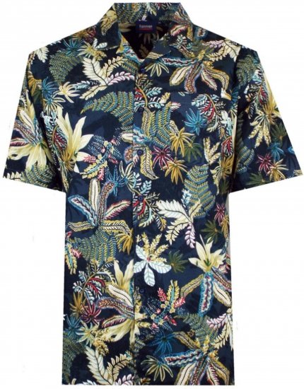Espionage SH410 Short Sleeve Jungle Print Shirt Navy - Marškiniai trumpomis rankovėmis - Marškiniai trumpomis rankovėmis