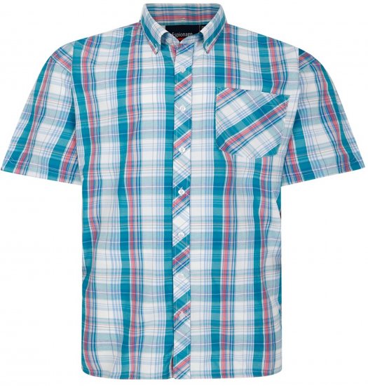 Espionage SH443 Checked Short Sleeve Shirt Green/Pink/White - Marškiniai - Marškiniai - 2XL-8XL