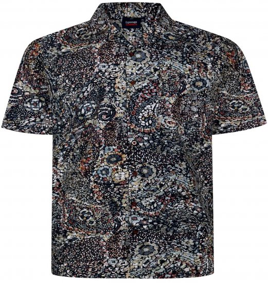 Espionage SH467 Short Sleeve Abstract Print Shirt Dark Green - Marškiniai trumpomis rankovėmis - Marškiniai trumpomis rankovėmis