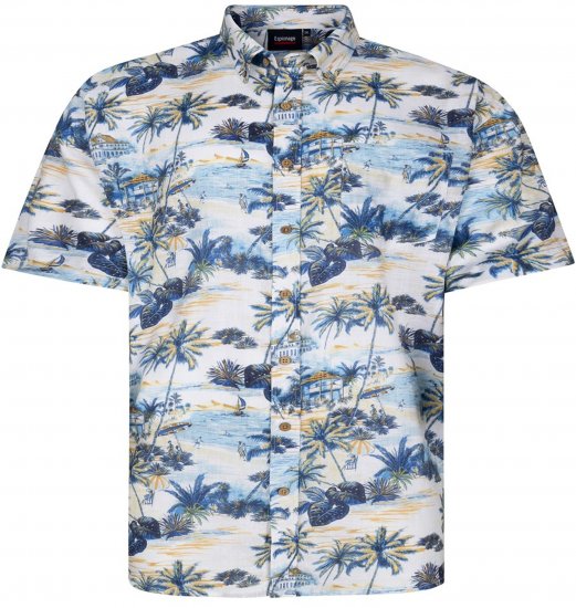 Espionage SH469 Short Sleeve Palm Printed Shirt Blue/Lemon - Marškiniai trumpomis rankovėmis - Marškiniai trumpomis rankovėmis
