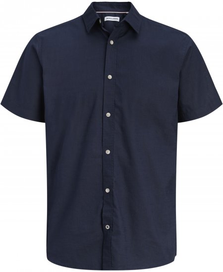 Jack & Jones Henry Slub Short Sleeve Navy - Marškiniai - Marškiniai - 2XL-8XL