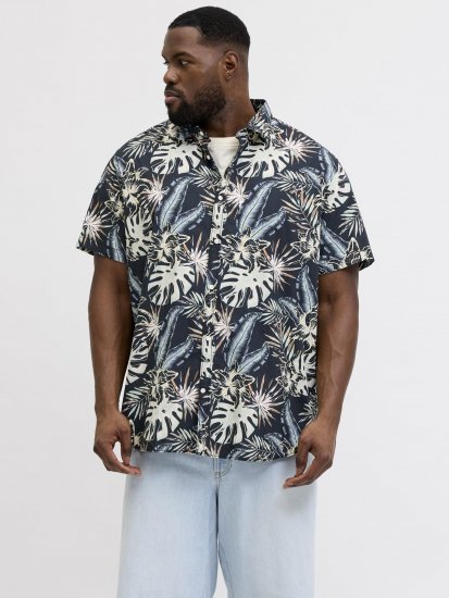 Jack & Jones Honolulu Short Sleeve Resort Shirt Black - Marškiniai - Marškiniai - 2XL-8XL