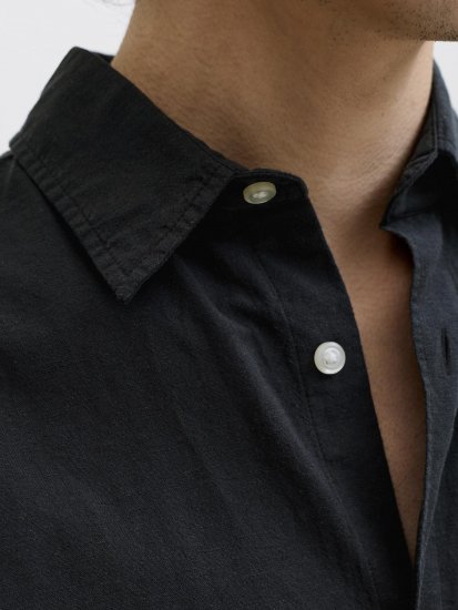 Jack & Jones Breeze Linen Short Sleeve Shirt Black - Marškiniai - Marškiniai - 2XL-8XL