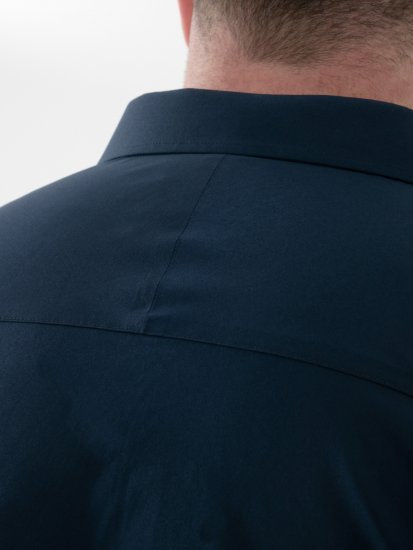 D555 Lucas Dėmėms Atsparūs Nelyginami Tamprūs Marškiniai Trumpomis Rankovėmis Tamsiai Mėlyni - Marškiniai - Marškiniai - 2XL-8XL