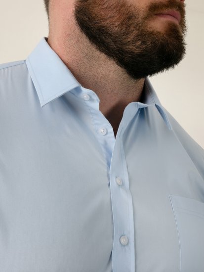 D555 Lucas Dėmėms Atsparūs Nelyginami Tamprūs Marškiniai Trumpomis Rankovėmis Dangaus Mėlyni - Marškiniai - Marškiniai - 2XL-8XL