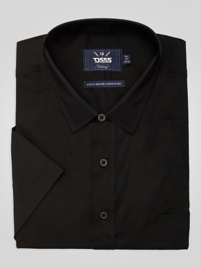 D555 Lucas Dėmėms Atsparūs Nelyginami Tamprūs Marškiniai Trumpomis Rankovėmis Juodi - Marškiniai - Marškiniai - 2XL-8XL