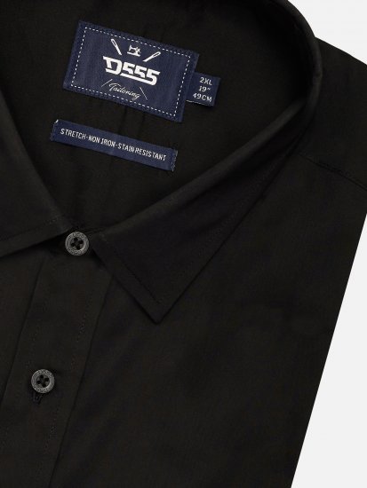 D555 Lucas Dėmėms Atsparūs Nelyginami Tamprūs Marškiniai Trumpomis Rankovėmis Juodi - Marškiniai - Marškiniai - 2XL-8XL