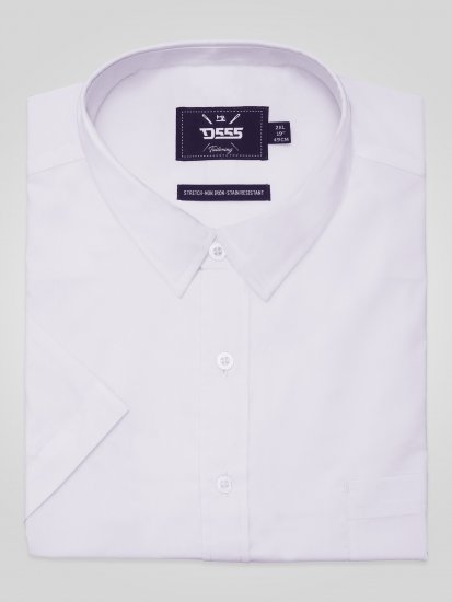 D555 Lucas Dėmėms Atsparūs Nelyginami Tamprūs Marškiniai Trumpomis Rankovėmis Balti - Marškiniai - Marškiniai - 2XL-8XL