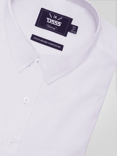 D555 Lucas Dėmėms Atsparūs Nelyginami Tamprūs Marškiniai Trumpomis Rankovėmis Balti - Marškiniai - Marškiniai - 2XL-8XL